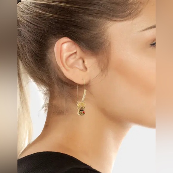 Betsey Johnson Earrings Reindeer Rhinestone Dangle New - Picture 4 of 16